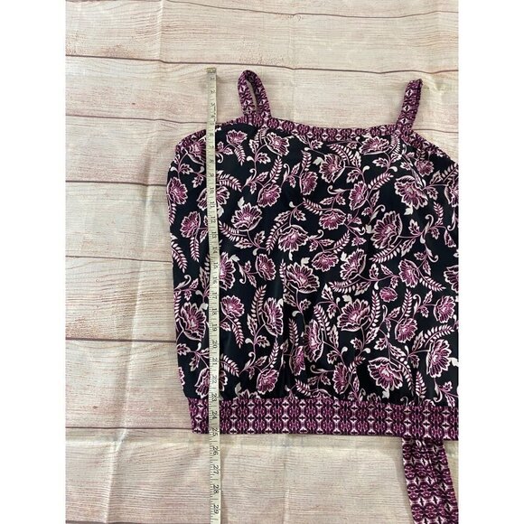 Swimsuits For All Black Paisley Print Padded Tankini - 22 - Picture 2 of 11